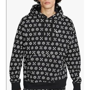 Nike Pinwheel Hoodie AOP Sz L All Over Print Sweatshirt Black & White Medium
